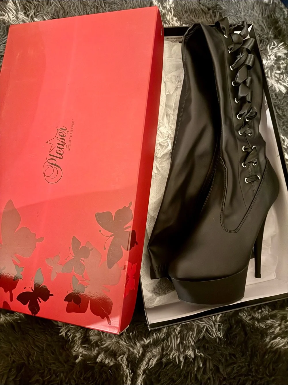 Platform Thigh-High Lace-Up Stiletto Boot - Black